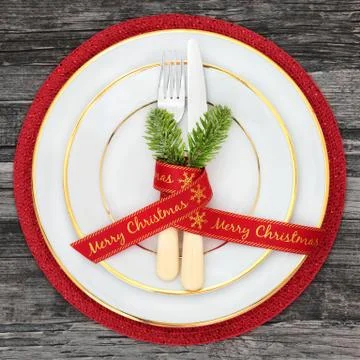 Christmas Dinner Place Setting Stock Photos