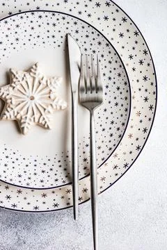 Christmas dinner table Stock Photos