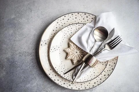 Christmas dinner table Stock Photos