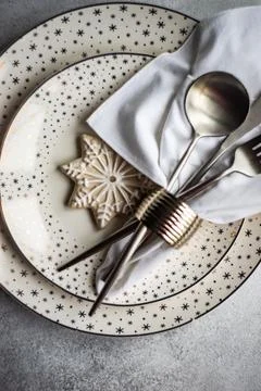 Christmas dinner table Stock Photos
