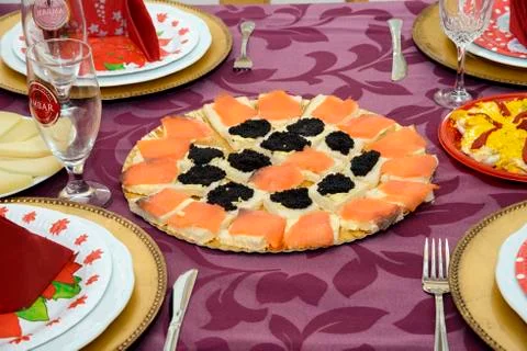 Christmas dinner table typical in Spain Stock Photos