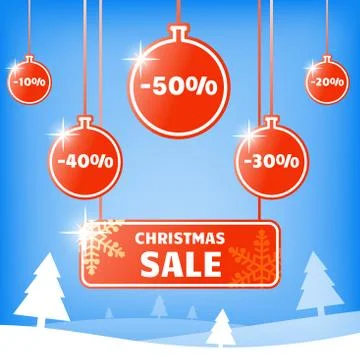 Christmas discount card, flyer, web banner, banner. Stock Illustration