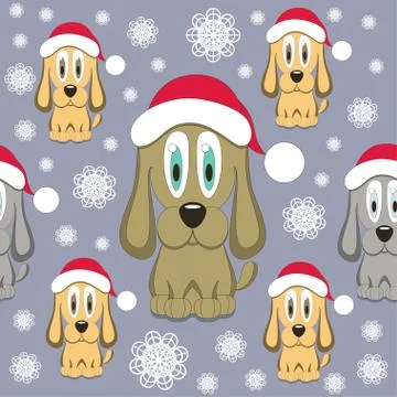 Christmas Dog Seamless Pattern. Vector Illustration Stock Illustration