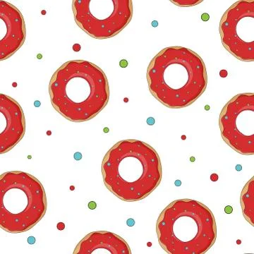 Christmas donut seamless pattern on white background, stock vector illustration. Stock Illustration