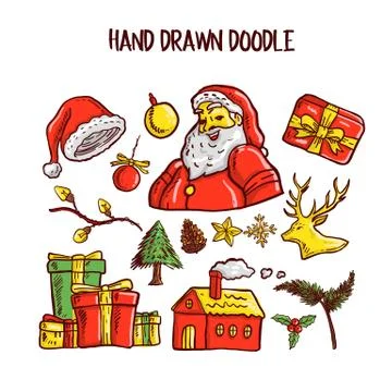 Christmas Doodle art Set. Vector Illustration Stock Illustration