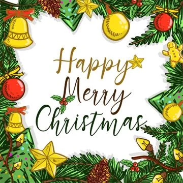 Christmas Doodle Background Stock Illustration