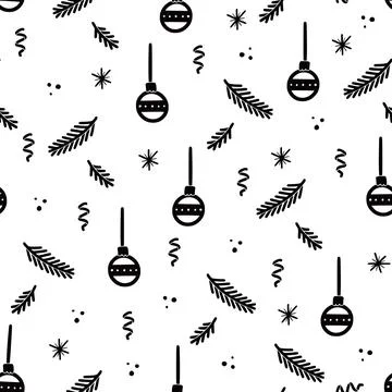 Christmas doodle ball seamless pattern Stock Illustration
