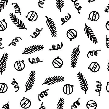 Christmas doodle ball seamless pattern Stock Illustration