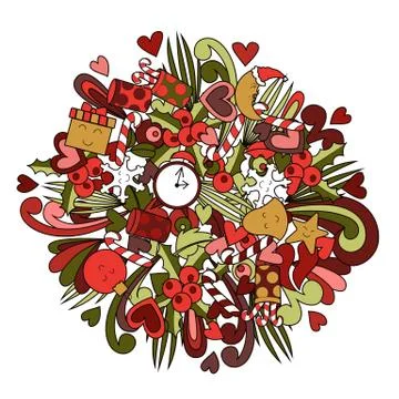 Christmas doodle design. Stock Illustration