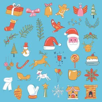 Christmas doodle elements. イラスト素材