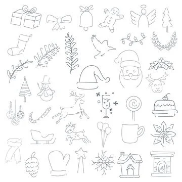 Christmas doodle elements. 스톡 일러스트
