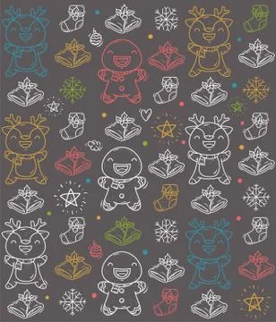 CHRISTMAS DOODLE SEAMLESS PATTERN Stock Illustration