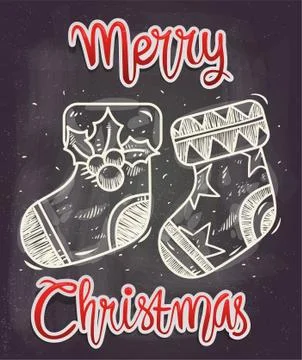 Christmas doodle sock 스톡 일러스트