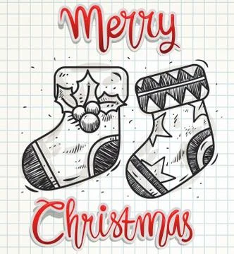 Christmas doodle sock Stock Illustration