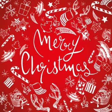 Christmas doodles background Stock Illustration
