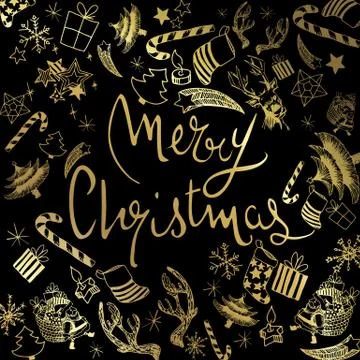 Christmas doodles background Stock Illustration