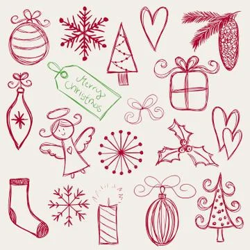 Christmas doodles Illustrazione stock