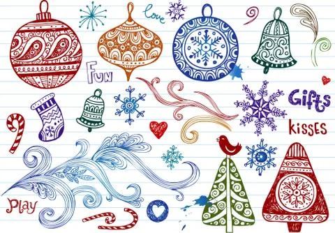 Christmas doodles Illustrazione stock