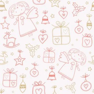 Christmas doodles seamless pattern Stock-Illustration