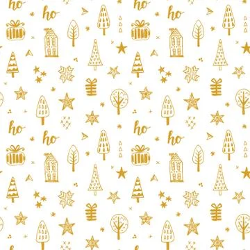 Christmas doodles seamless pattern Stock Illustration