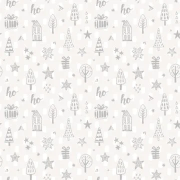 Christmas doodles seamless pattern Illustrazione stock