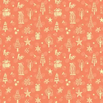 Christmas doodles seamless pattern Stock Illustration