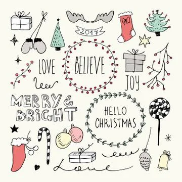 Christmas doodles set Stock Illustration
