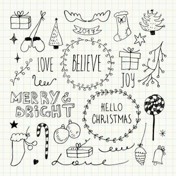 Christmas doodles set Stock Illustration