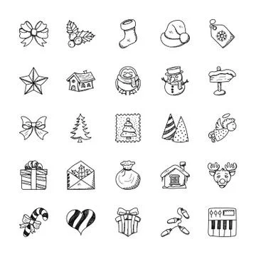 Christmas Doodles Set Stock Illustration