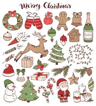 Christmas doolde set Illustrazione stock