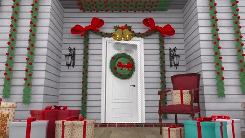 Christmas Door Open with transparent (alpha) background Stock Footage 252051817