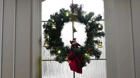Christmas Door Wreath Stock Footage 87260751