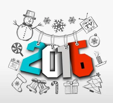 Christmas Drawn 2016 Stock Illustration