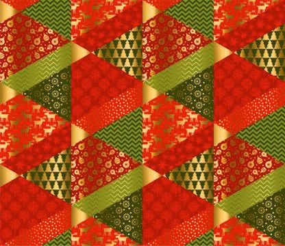Christmas elegant patchwork with simple patterns イラスト素材