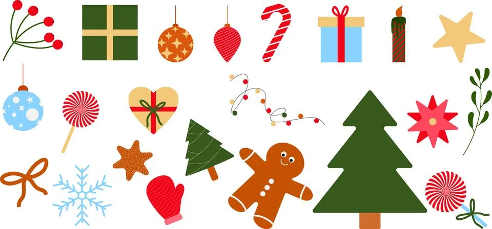 Christmas element design set Stock Illustration