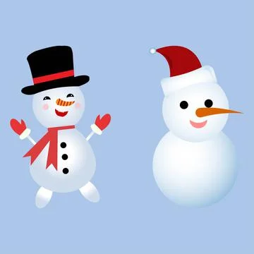 Christmas element design with two snowmen. Cute winter snowmen design with sm Stock Illustration