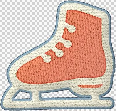 Christmas element patchwork ice skate embroidery icon with cozy winter spor.. Stock Illustration