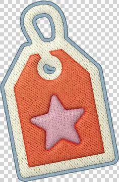 Christmas element patchwork label tag icon with pink star shape simple fest.. Stock Illustration