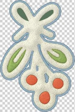 Christmas element patchwork mistletoe applique embroidery ornament, festive.. Illustration