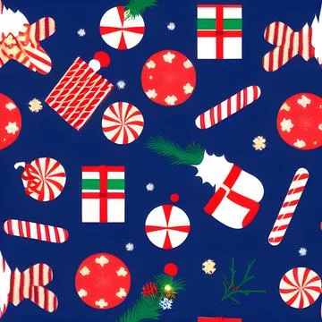 Christmas element pattern seamless, random element vintage design wallpaper Stock Illustration