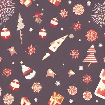 Christmas element pattern seamless, random element vintage design wallpaper Illustrazione stock