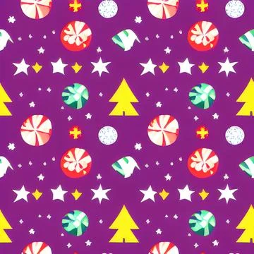 Christmas element pattern seamless, random element vintage design wallpaper Illustrazione stock