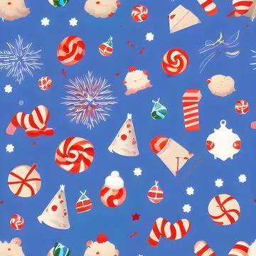 Christmas element pattern seamless, random element vintage design wallpaper Illustrazione stock
