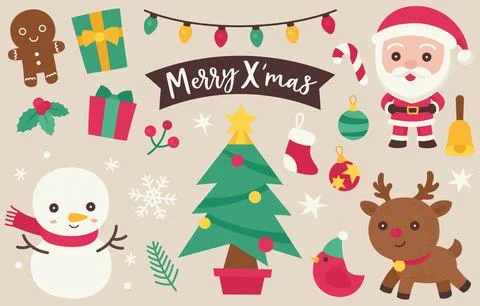 Christmas elements and icons collection vector Illustrazione stock