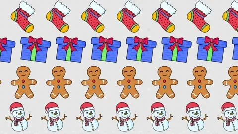Christmas Elements Animated Pattern On Alpha Channel Stock Footage 290270936