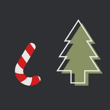 Christmas elements on black background. Stock Illustration