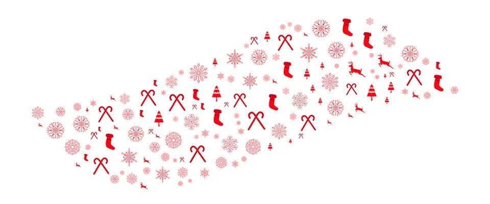 Christmas elements border flow isolated on white background Stock Illustration