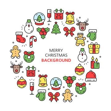 Christmas elements circle background Stock Illustration