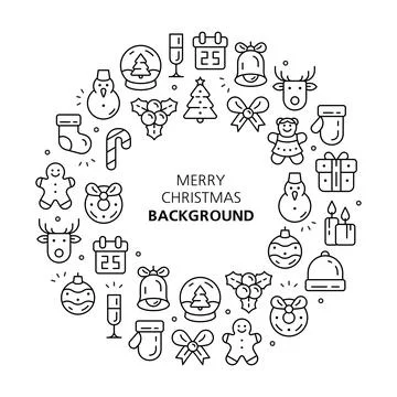 Christmas elements circle background Illustrazione stock