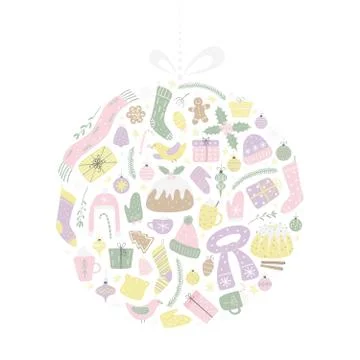 Christmas elements in a circle design 스톡 일러스트